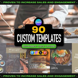 60 anpassbare Canva-Vorlagen für Köche, Restaurants, Caterer und Kreative | Menüs, Rezeptkarten, Promotionen und Grafiken für soziale Medien