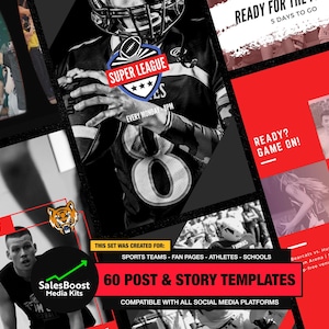 60 modelos esportivos personalizáveis do Canva | Instagram Twitter Facebook Gráficos | Cartazes esportivos Flyers de eventos | Futebol Basquete Futebol