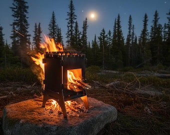 Portable Steel Rocket Stove | Compact Outdoor Wood Burning Camp Stove