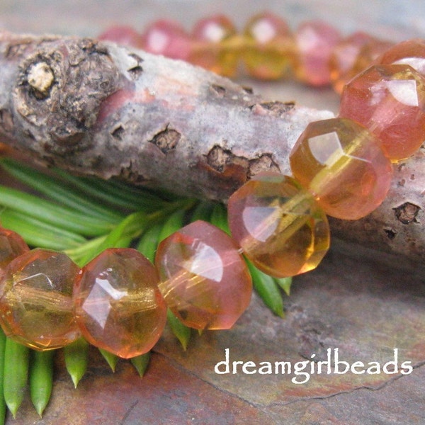 Strawberry Lemonade Faceted 8x6mm Beads