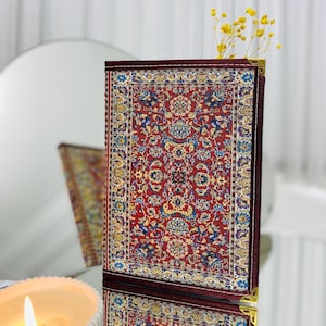 Gift for Writers,Handmade Woven Fabric Notebook, Kilim Pattern Journal, Oriental Carpet Design, Lined Pages, Hardcover Vintage Sketchbook