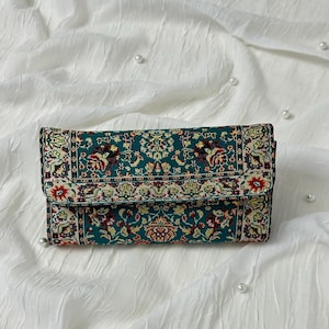Cartera estilo bohemio hecha a mano: cartera hippie con bordado étnico para mujer, monedero tribal colorido, regalo único para ella, cartera bohemia.