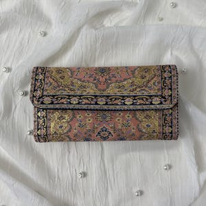 Carteira estilo boho feita à mão | Bolsa com estampa étnica rosa | Carteira fofa para mulheres | Presente para ela | Presente de aniversário | Carteira hippie
