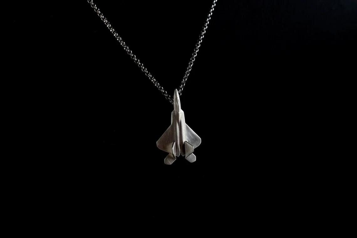 F-22 Raptor Sterling Silver Pendant - Aircraft Jewelry Gift