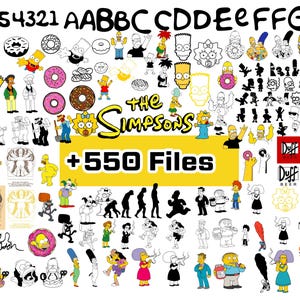 May include: A colorful image featuring characters from The Simpsons, including Homer, Marge, Bart, Lisa, and Maggie. The image also includes the text "The Simpsons" and "+550 Files".