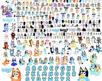 Blue Dog Svg Bundle, Blue Dog Family, Blue Dog Birthday Png, Blue Dog Friends Bundle Png, Blue Dog Print Digital Download