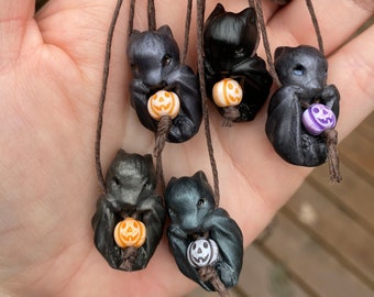 Clinging bat charm, resin bat, Spooky Pumpkin, Bat Necklaces