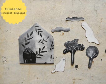 Juguete de papel para Halloween: Cuéntame un cuento: Arte imprimible (Descarga PDF)