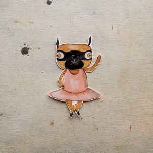 illustrazione french bulldog ballerina olio su carta originale - bambola di carta - decorazione - pezzo unico - frenchie - cane dipinto