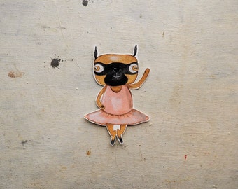 the dancer frenchie art illustration  paper doll  - french bulldog - Art doll original illustration - ooak - paper toy - dog illustration