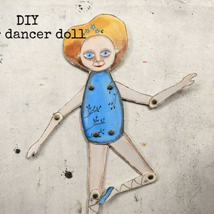 The Blue Dancer paper toy INSTANT Download illustration Diy articulated paper doll printable decoration pdf for kids image 1