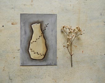 Pintura al óleo original: Retrato de un pequeño y dulce gato - Decoración caprichosa para el hogar