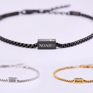 Gepersonaliseerde gegraveerde staafarmband, aangepaste naamarmband voor mannen, jubileumcadeau voor hem, Cubaanse schakelarmband voor hem echtgenoot vriend