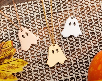 Handmade Ghost Pendant Necklace: Stainless Steel Gothic Jewelry