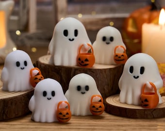 Decoração de Halloween com Fantasma Impresso em 3D: Enfeite de Mesa Assustador com Abóbora