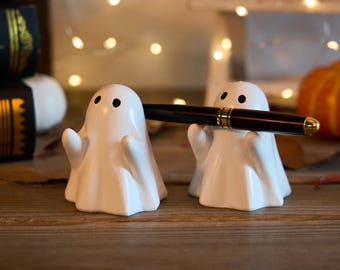Portalápices fantasma de resina espeluznante: decoración de escritorio de Halloween