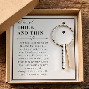 Handmade Through Thick and Thin Heart Stamped Keychain for Best Friend,Personalized Anniversary Valentine's Gift,Bridesmaid Gifts for Her
