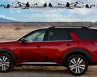Nissan Pathfinder Vinyl Car Decal: Mountain Tree Design