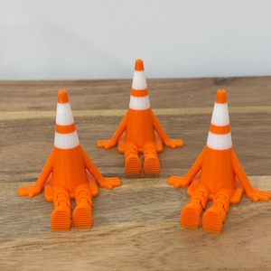 Traffic Cone Figurine, Construction Cone Buddy, Safety Cone Decor, Jobsite Gift Idea, Crew Chief Gift, 3D Printed Cone, Road Worker Gift