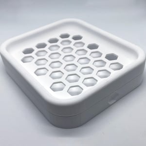 Soap Dish With Drip Tray - Hexagonal Drain - Fits Standard Soap Bars - Simple Minimalistic Design - Soap Dish V2