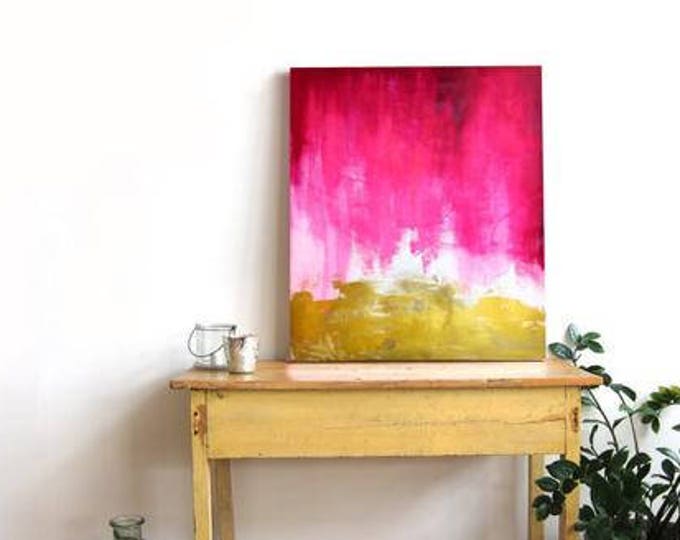 Pink and Gold Abstract Canvas Print - Large Wall Art - Bright Home Decor - Watercolor - Art Painting - Living Room Decor - Gallery Wall
