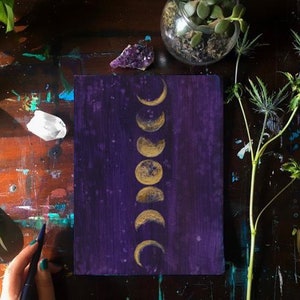 Moon Phases Notebook - Unlined Sketchbook - Large Journal - Illustration - Art Book -  Lunar Phases - New Moon Goddess - Ritual