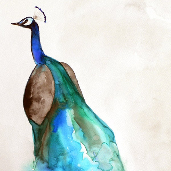 Bird Painting - Wall Art - Peacock Painting - Original Watercolor - 16x20