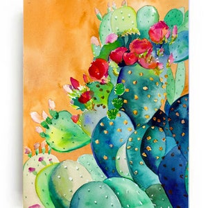 Cactus Garden Canvas Print - Wall Art - Desert Boho Home Decor - Watercolor Painting - Colorful - Gallery Wall - Bohemian - Bright