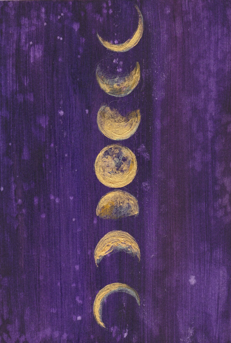 Moon Phases Moon Art Print Full Moon Goddess Boho | Etsy