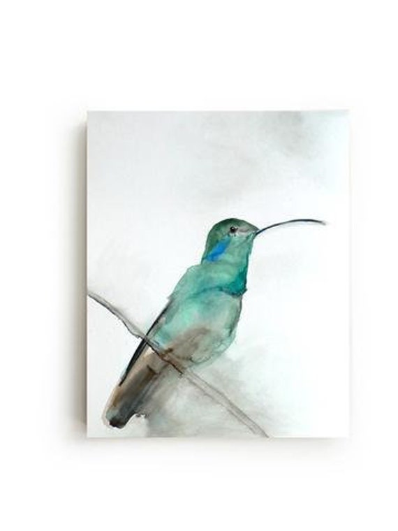 August Hummingbird Canvas Print - Wall Art - Bird Home Decor - Watercolor Painting - Animals - Living Room - Gallery Wall - Gift for Mom