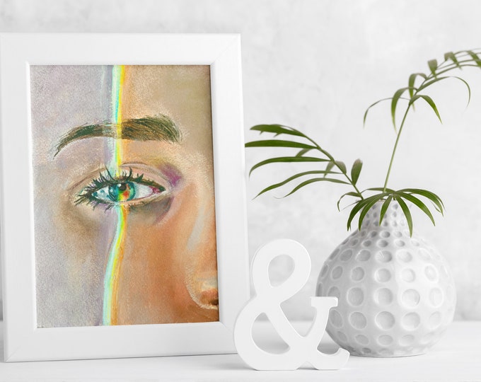 Prism - Art Print - Eye Art - Acrylic Watercolor Colored Pencil - Magical Realism - Portrait - Rainbow - Pride - Painting - Drawing