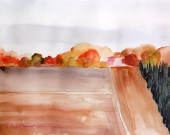November - Original Watercolor Painting - Landscape Painting