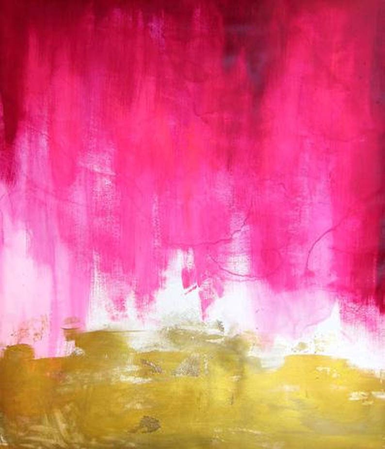 Pink and Gold Abstract Canvas Print Large Wall Art Bright Etsy