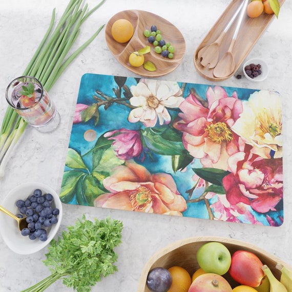 Tropical Floral I Glass Cutting Boards