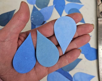 Paper Raindrops - hand dyed paper, die cut, for garlands, collage, scrapbooking