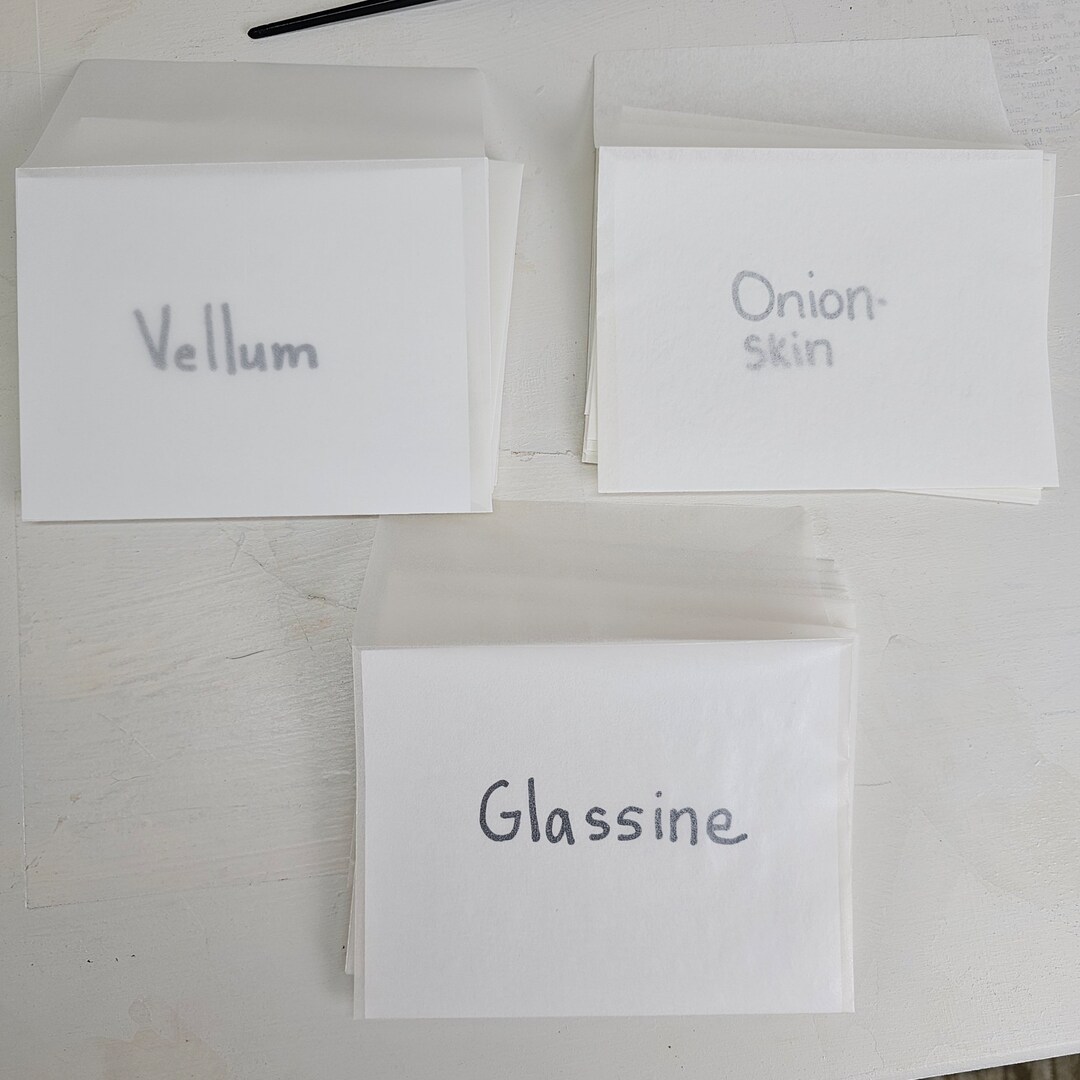 TRANSLUCENT Envelope Collection Set of 30, 10 Each Glassine, Vellum and