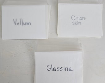 TRANSLUCENT envelope collection - set of 30, 10 each glassine, vellum and onion skin, size A2