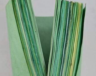 GREEN bundle of dyed papers, mixed paper pack, 25 pages, journal paper