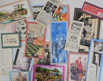 Journaling cards, junk journal tags, set of 20, vintage ads