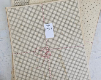 Tea dyed graph paper - bundle of 25 assorted, FULL page, DOUBLE SIDED