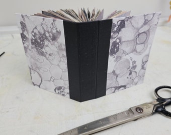 Small blank journal with dyed/altered pages- GRUNGY BUBBLE cover - small notebook - art journal - handmade blank book