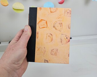 Small blank journal with dyed/altered pages- CANTALOUPE ORANGE cover - small notebook, diary, handmade blank book