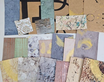 Luxe Grunge scrappy bundle- 22 Art Papers, Collage Paper, Junk Journal Papers