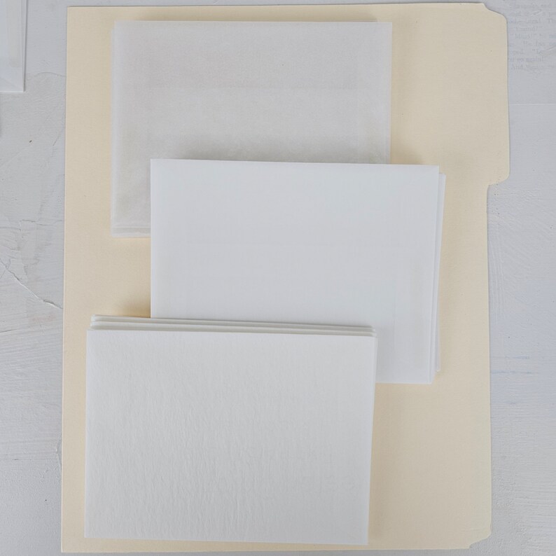 TRANSLUCENT Envelope Collection Set of 30, 10 Each Glassine, Vellum and