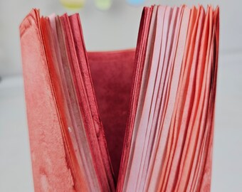 CORAL-BERRY bundle of dyed papers, mixed paper pack, 25 pages, journal paper