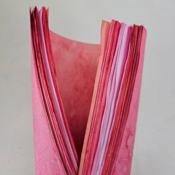 BERRY PINKS bundle of dyed papers, mixed paper pack, 22 pages, romance, Valentine