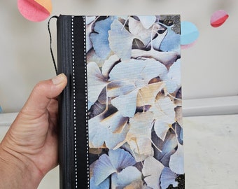 Blank journal with dyed/altered pages- GINKGO cover, junk journal, dream diary, handmade blank book