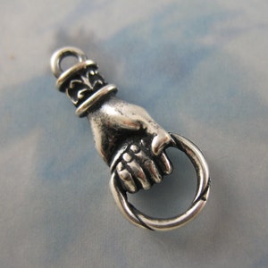 Silver Hand Grasping Ring Pendants Milagros Hand Charm Holder Sterling Plated Jewelry Findings