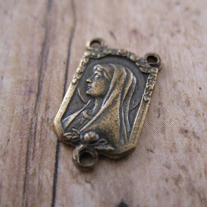 Solid Bronze Rosary Center Connector Lourdes French Catholic Jewelry Rosary Parts Catholic Jewelry Religious Jewelry