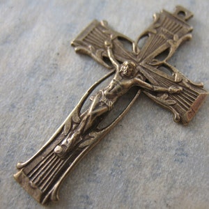 Solid Bronze Crucifix Rosary Parts Religious Charms Catholic Jewelry Bronze Cross Pendants Religious Jewelry Rosary Making Parts